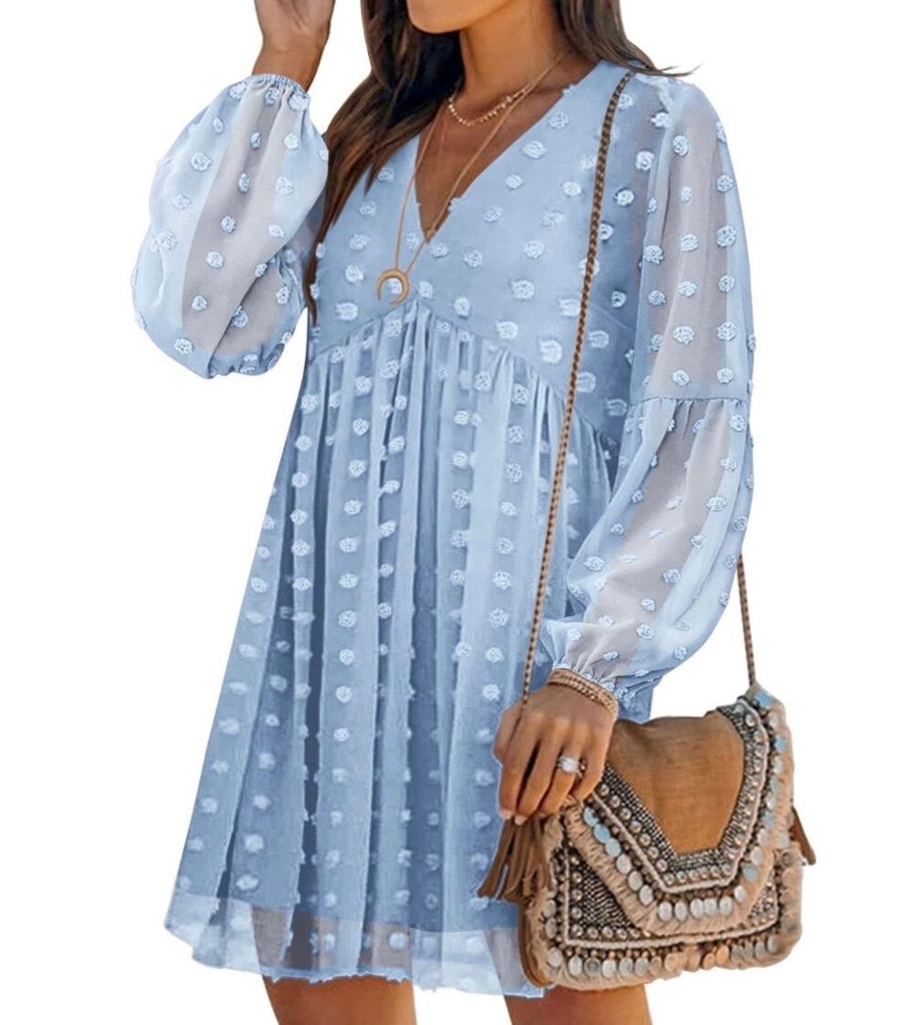 Miholl Women’s Light Blue Babydoll Dress Size Large